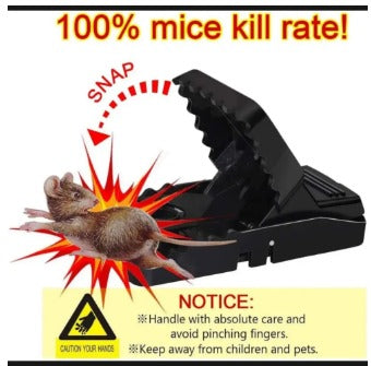 Heavy Duty Mouse Trap Mice Catcher High Quality Plastic Reusable Convenient Effective Black Stainless-Steel Springs Rat Killer For Households Eliminates Faster Than Other Indoor and Outdoor